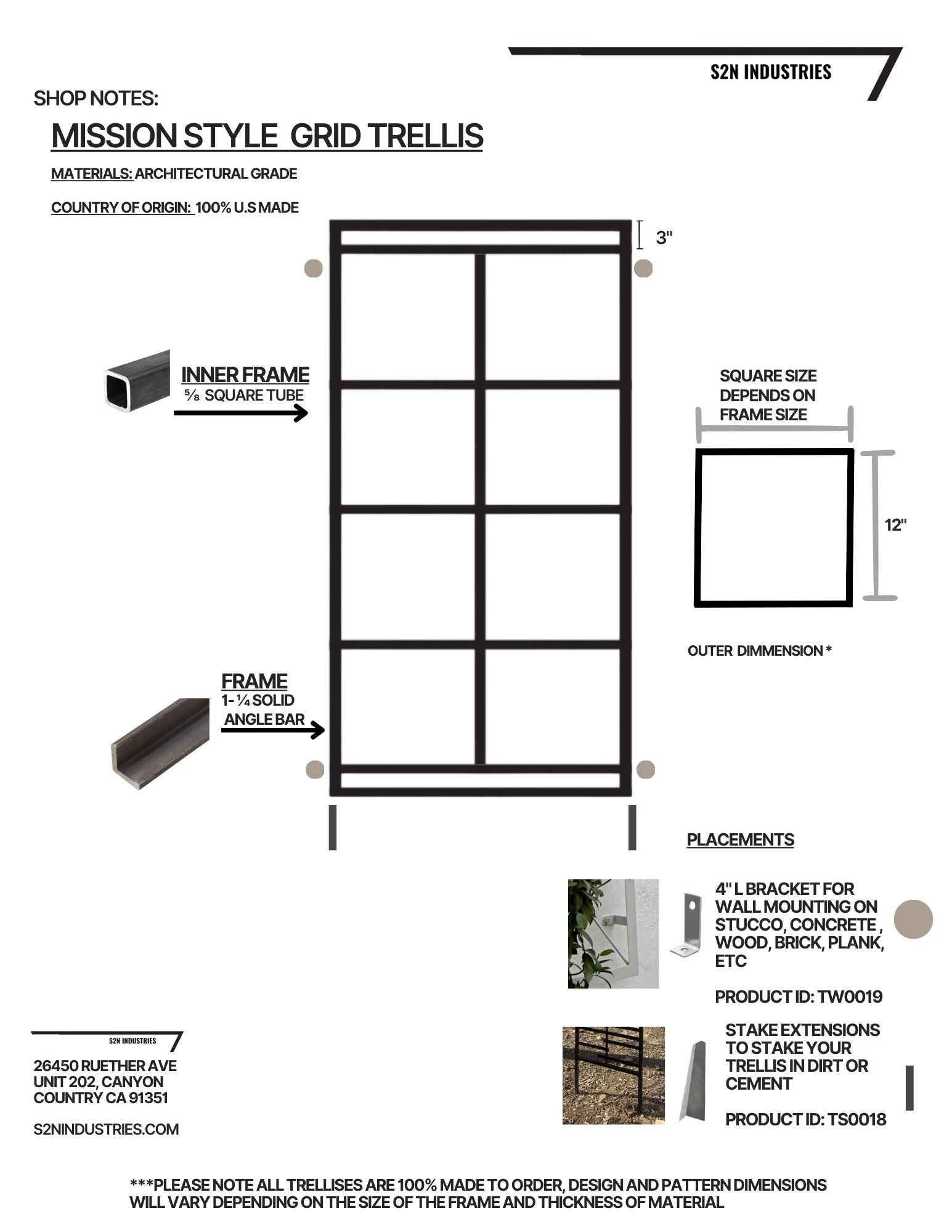 Panacea Mission Style Grid Trellis