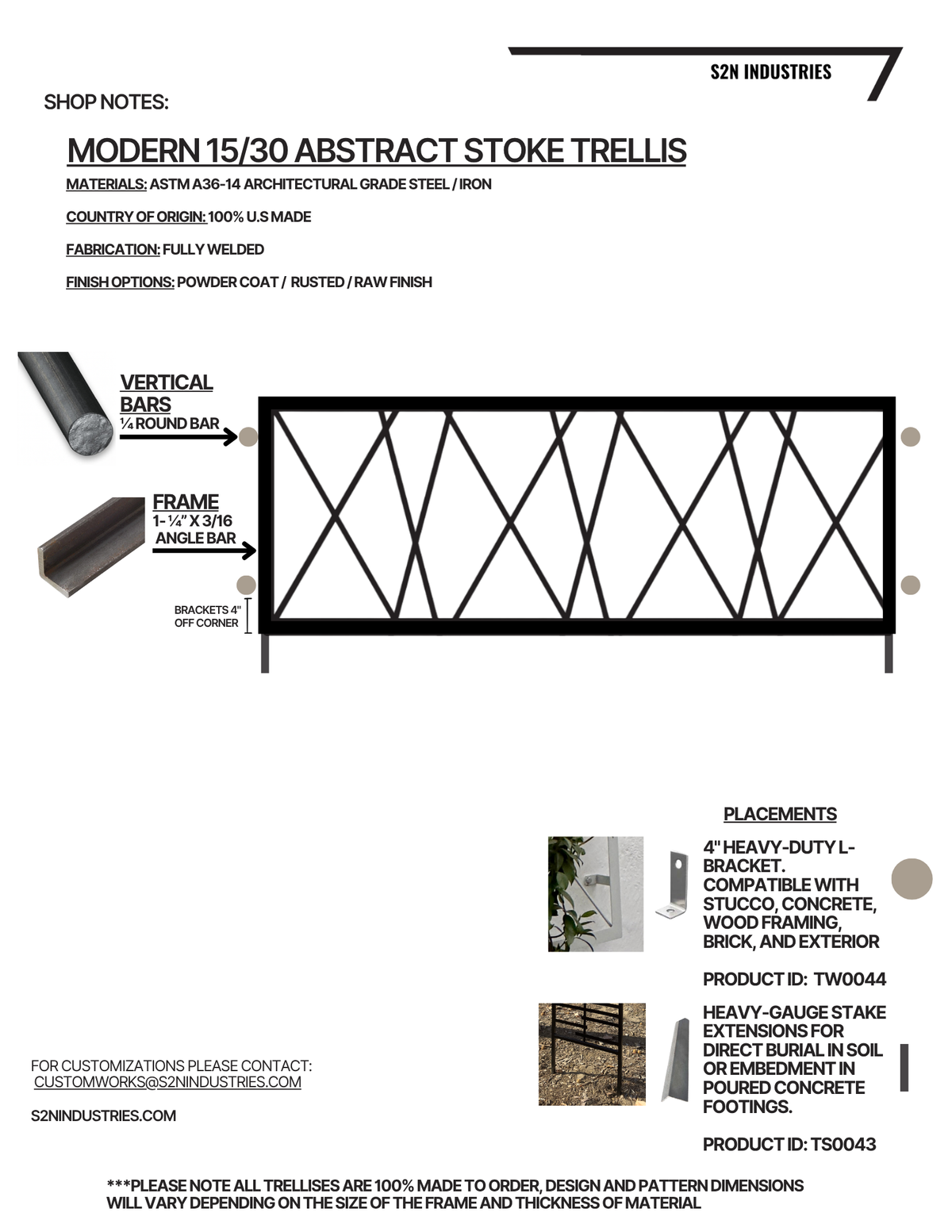 Modern 15/30 Abstract Stoke Stand Alone Trellis
