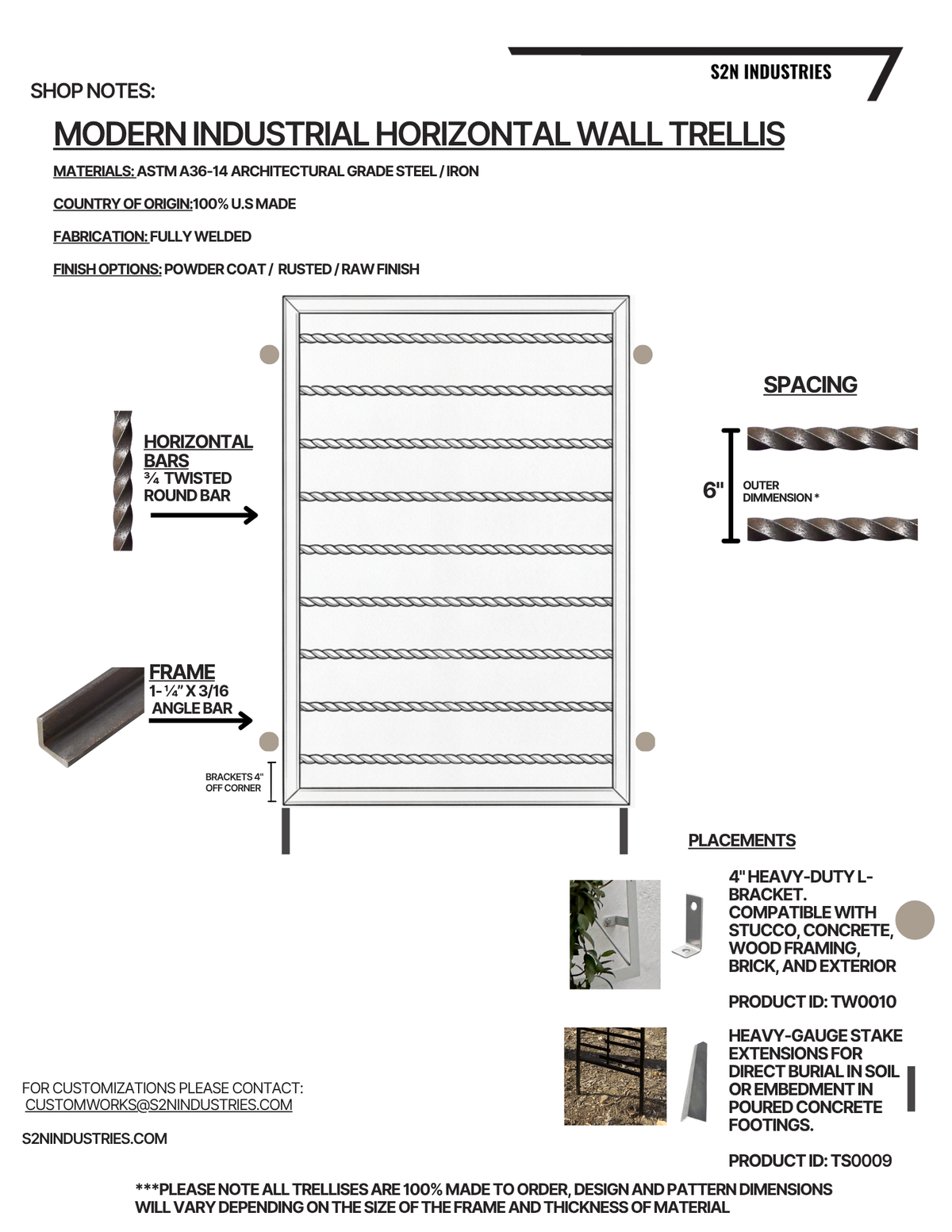 Modern Industrial Horizontal Freestanding Trellis