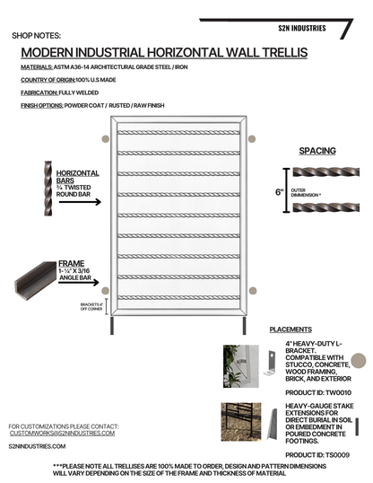 Modern Industrial Horizontal Freestanding Trellis