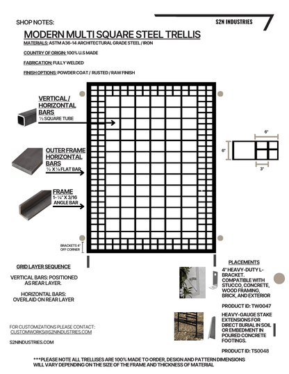 Modern Multi Square Wall Mounted Trellis