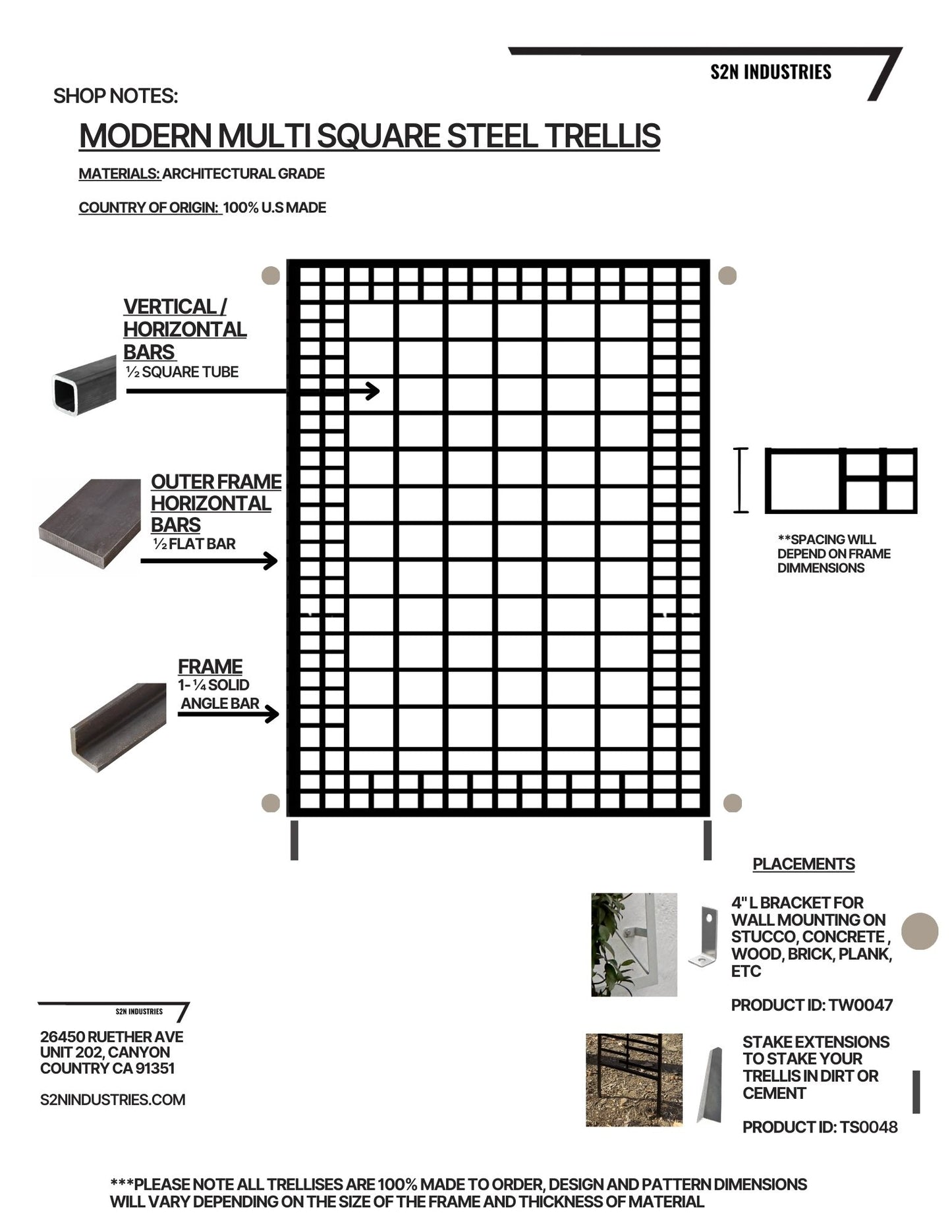 Multi Square Modern Steel Trellis
