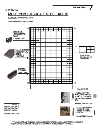 Multi Square Modern Steel Trellis