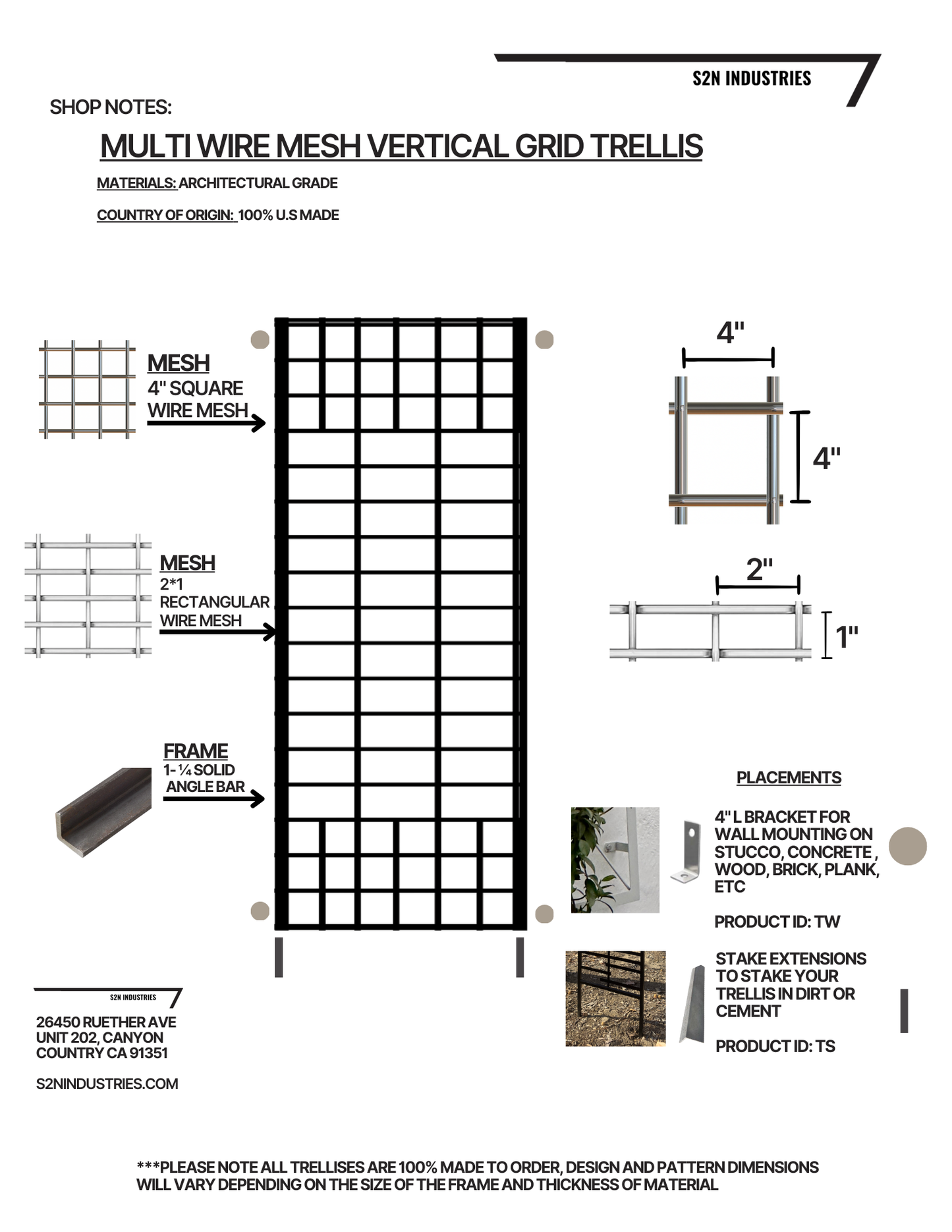 Multi Wire Mesh Vertical Stand Alone Trellis