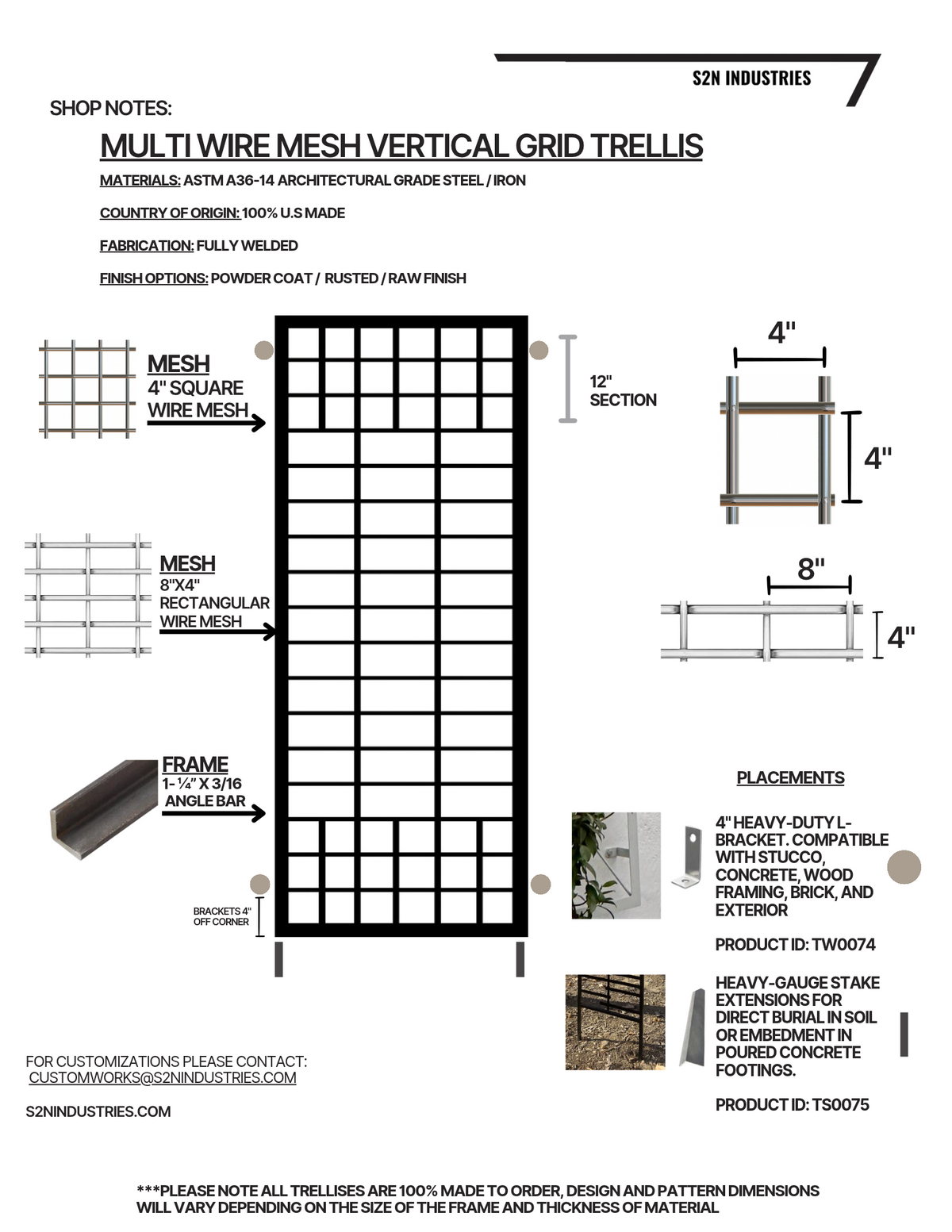 Multi Wire Mesh Vertical Stand Alone Trellis