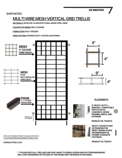 Multi Wire Mesh Vertical Stand Alone Trellis
