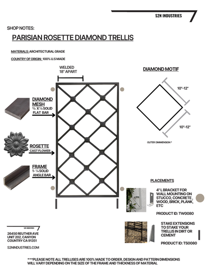 Parisian Rosette Diamond Freestanding Trellis