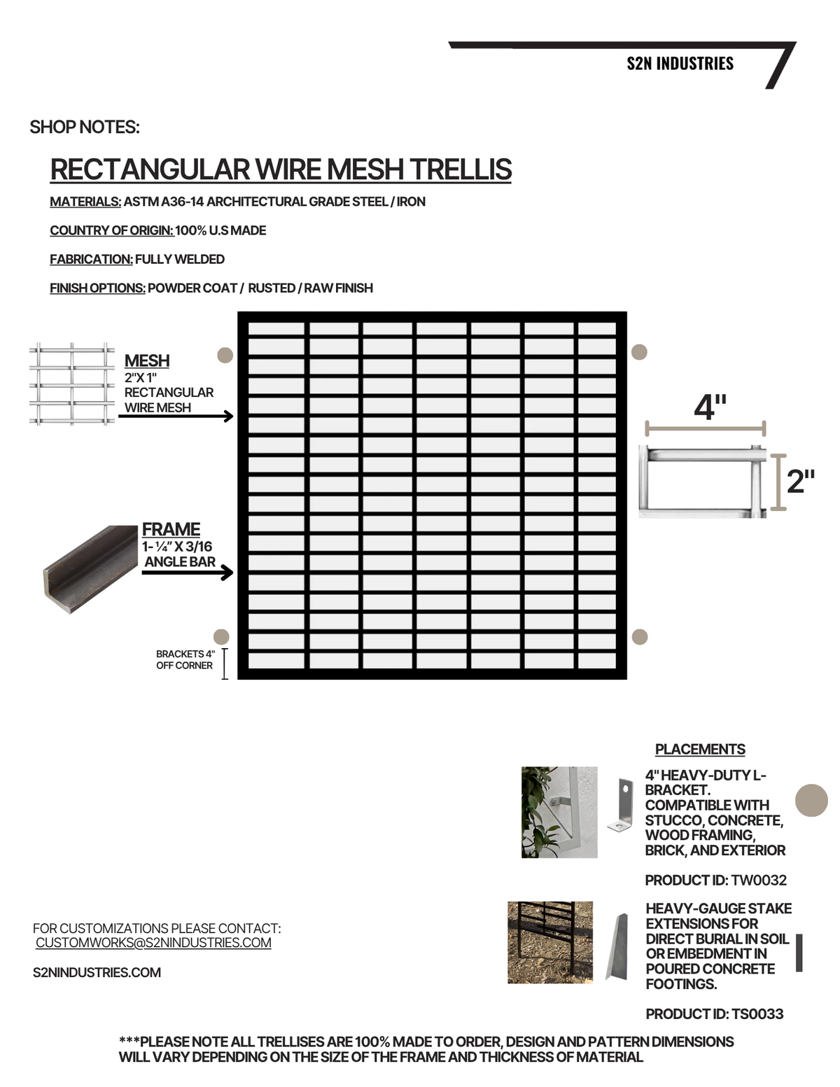 Rectangular Wire Mesh Stand Alone Trellis