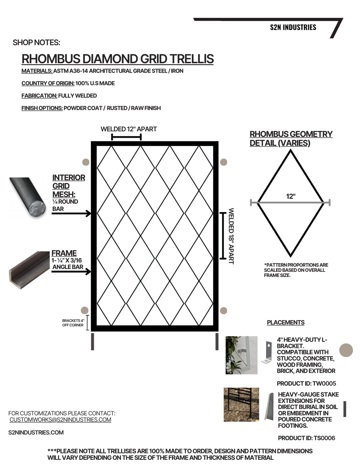 Rhombus Diamond Metal Garden Trellis