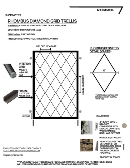 Rhombus Diamond Metal Garden Trellis