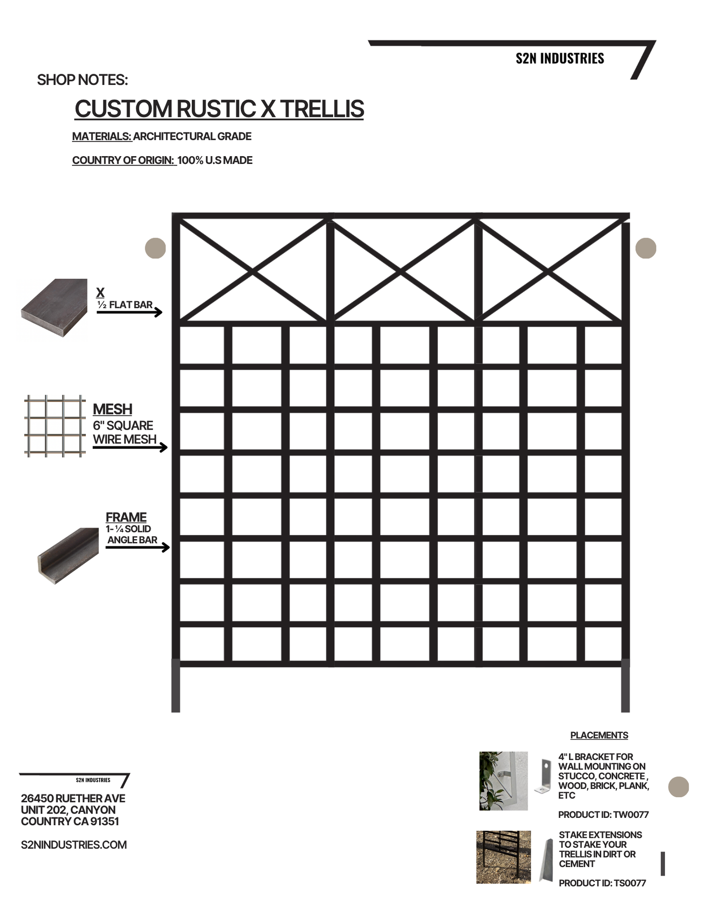 Custom Rustic X Style Planter Trellis