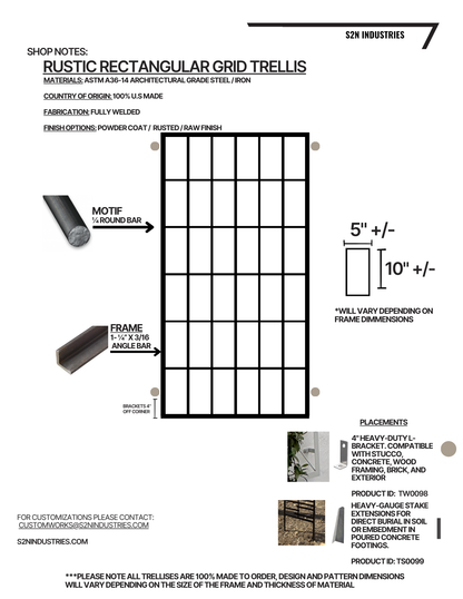 Rustic Rectangular Lattice Garden Stand Alone Trellis
