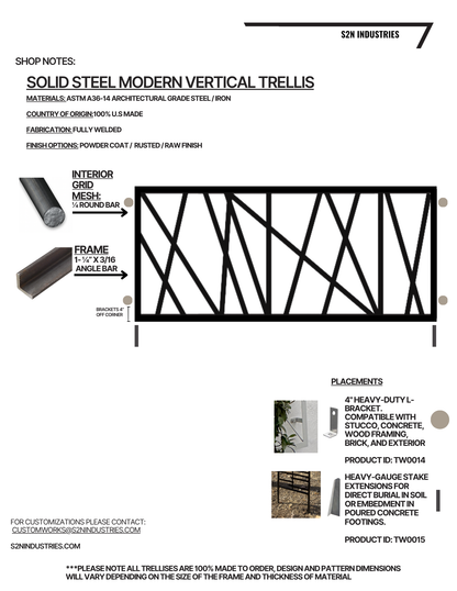 Solid Steel Modern Vertical Garden Trellis