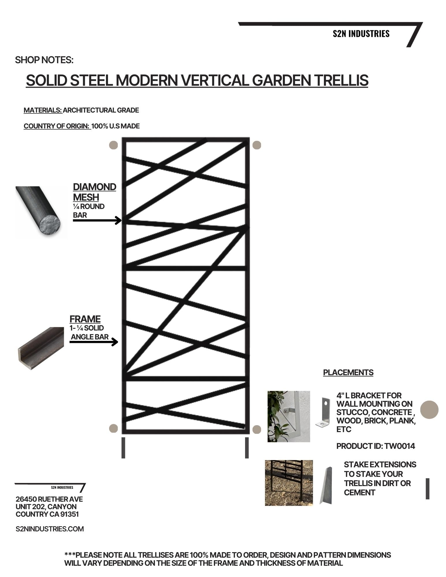 Modern Vertical Solid Steel Garden Trellis