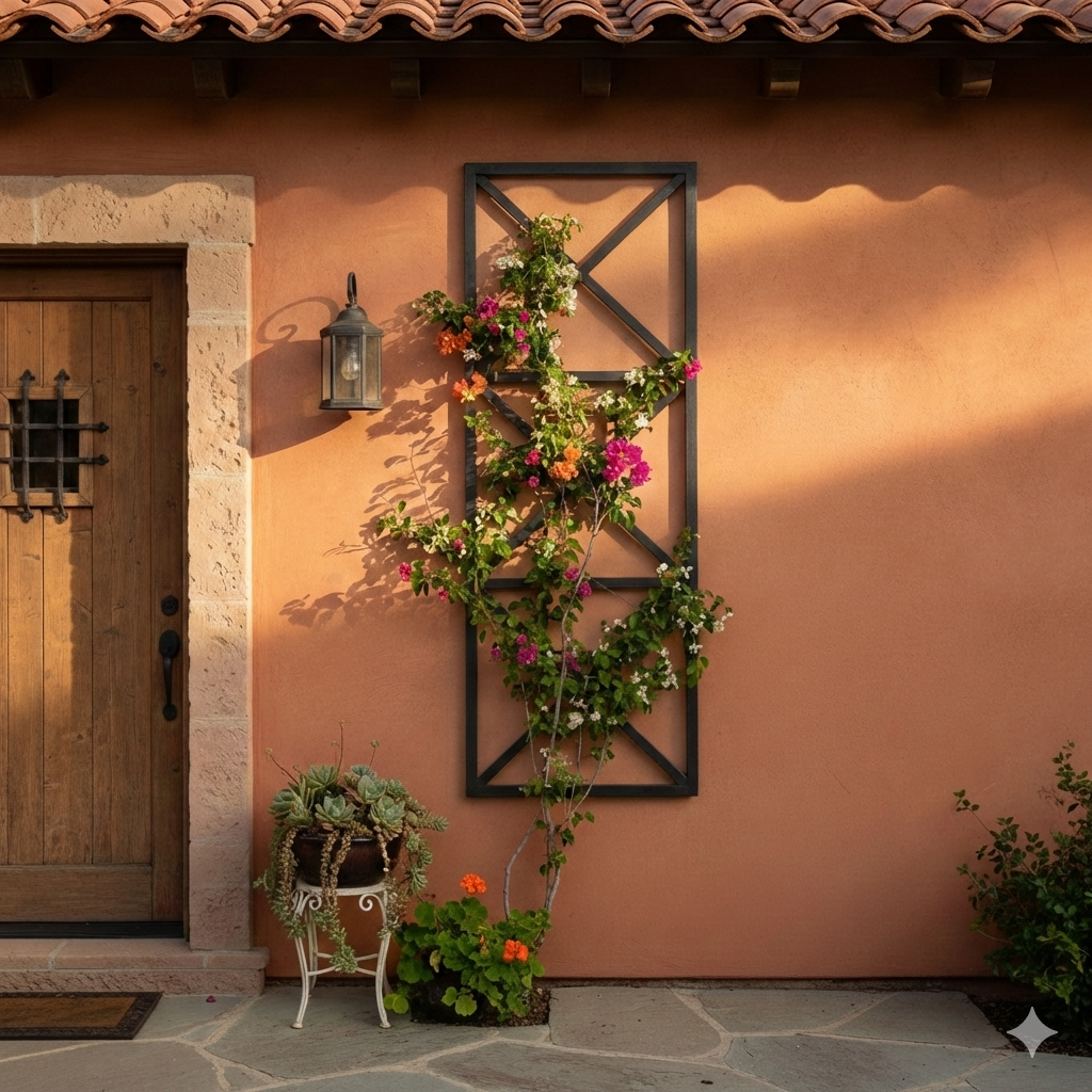 Barn Style Squared Garden Trellis Wall Mounted