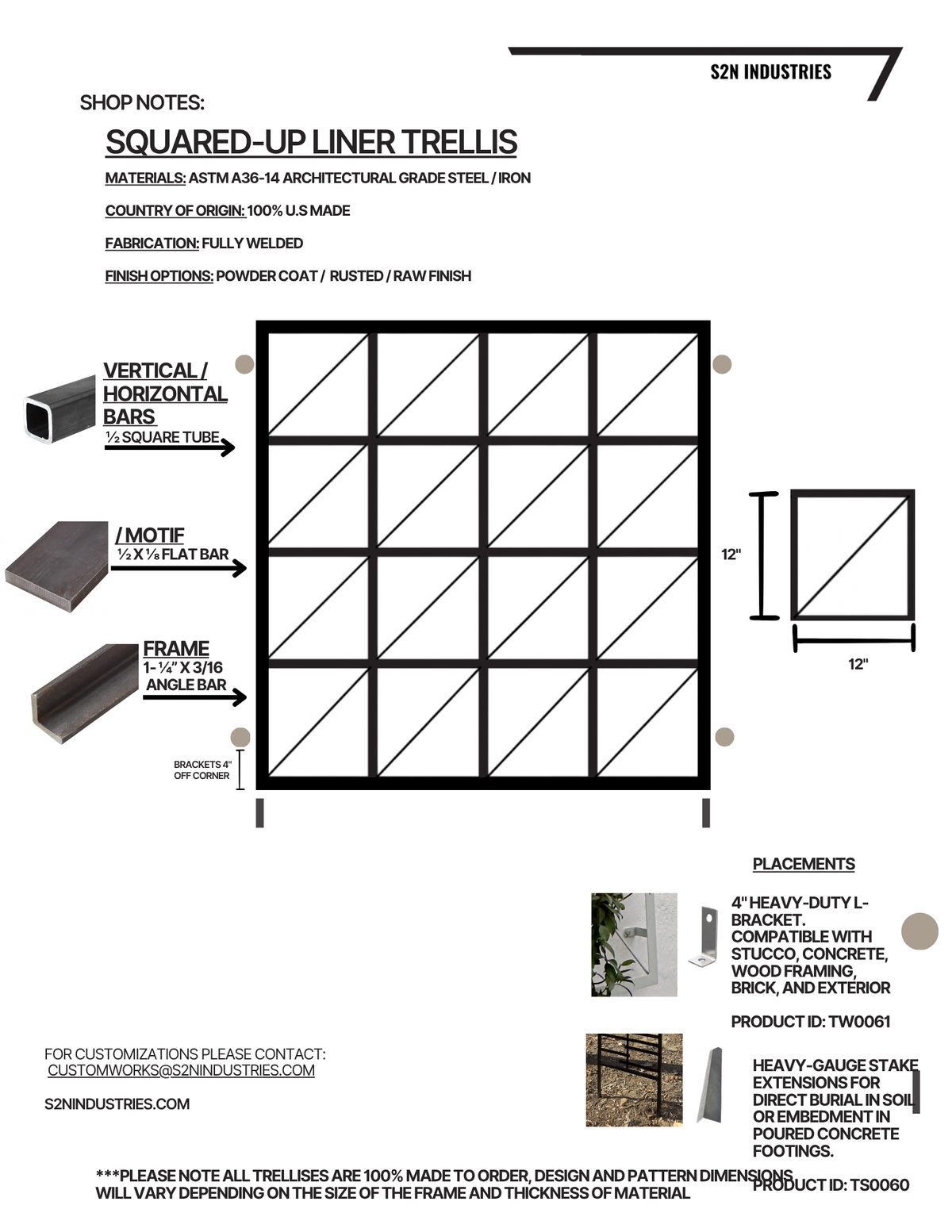Squared Up Liner Trellis Stand Alone