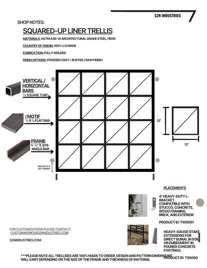 Squared Up Liner Trellis Stand Alone