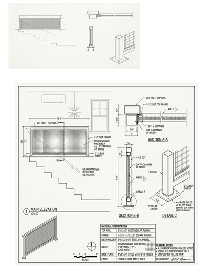 Top-Rail Woven Mesh Railing