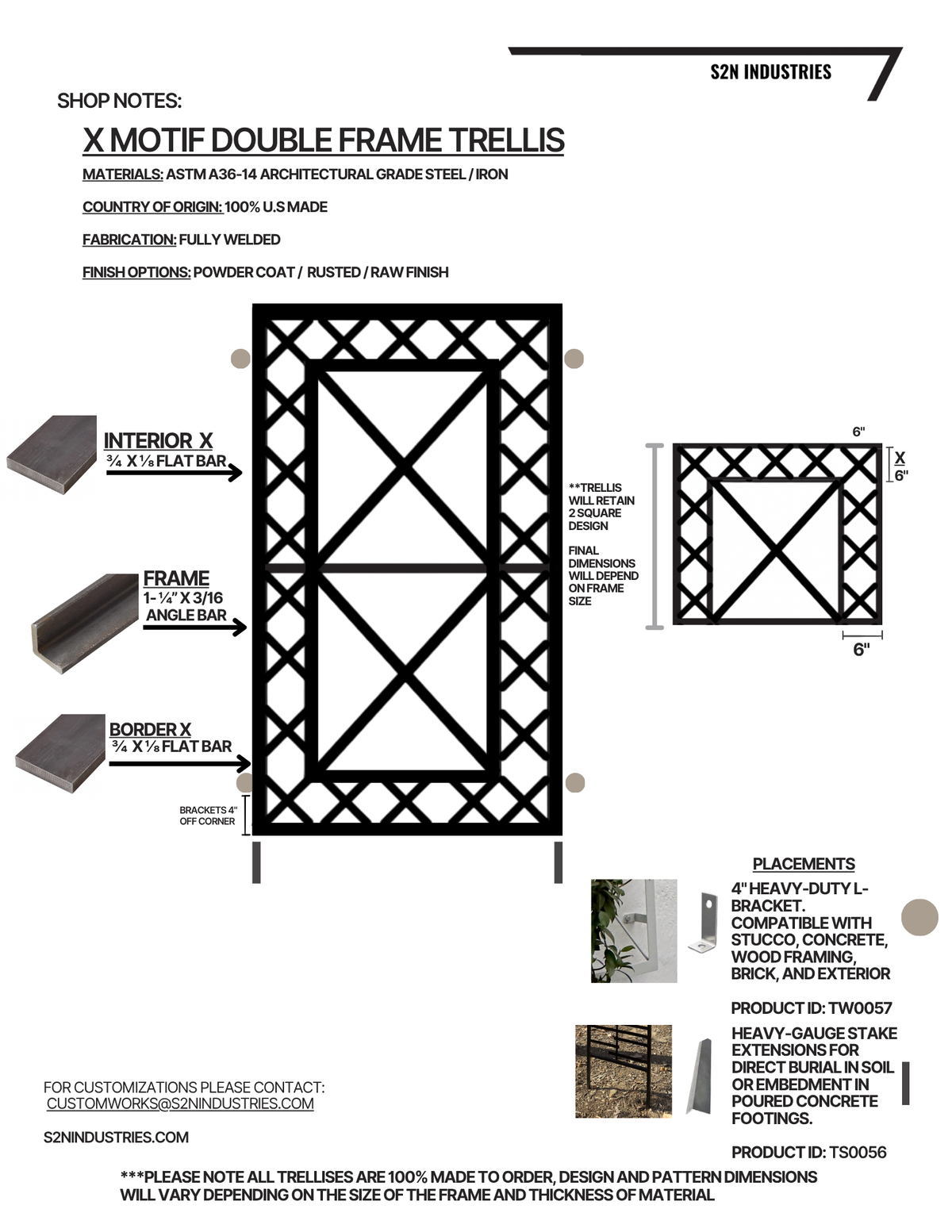 X Motif Double Frame Stand Alone Trellis