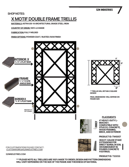 X Motif Double Frame Wall Mounted Trellis