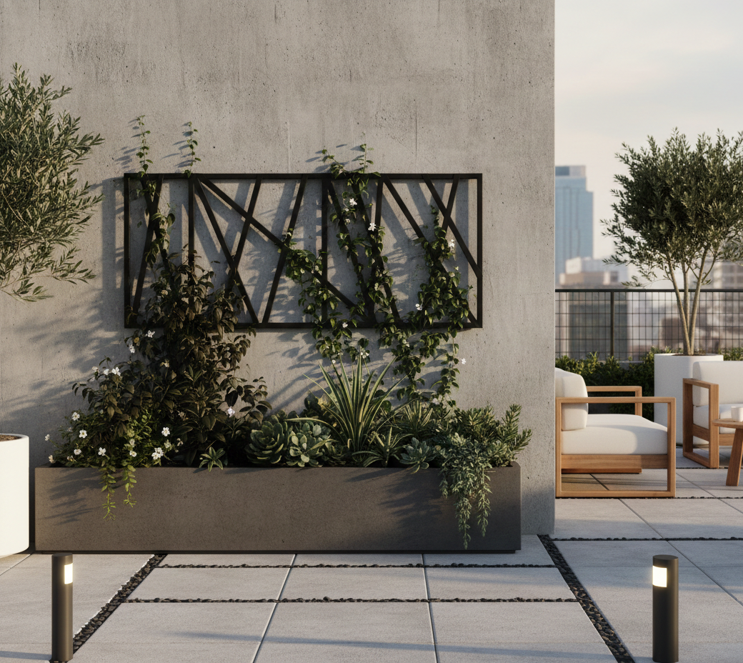 Solid Steel Modern Vertical Garden Trellis