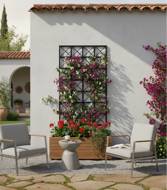 Barn Style Squared Garden Trellis Wall Mounted