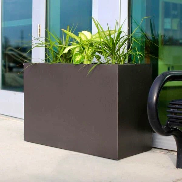 metal planter pots Architectural Grade Solid Metal Planter Box, Powder Coated Metal Planter, Tall Squared Planters, 18" / 24" / 18"