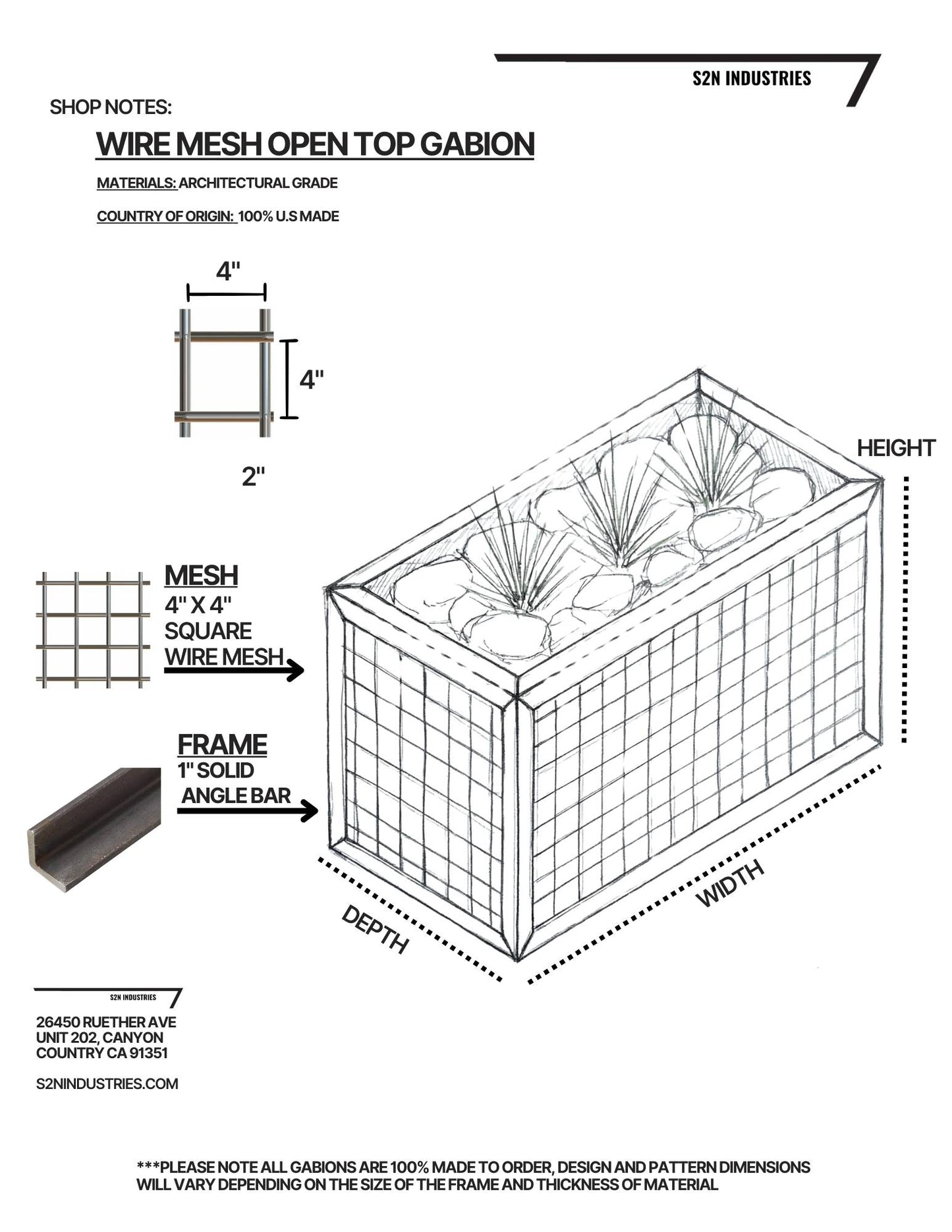 Architectural Grade Rock Wall Gabion Frame