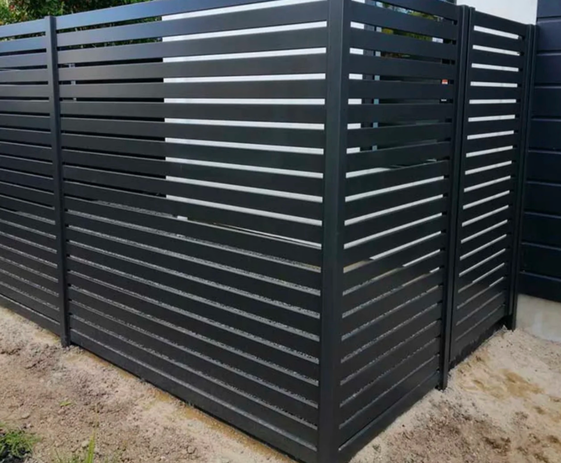 Modern Horizontal Slate Metal Panel Fence