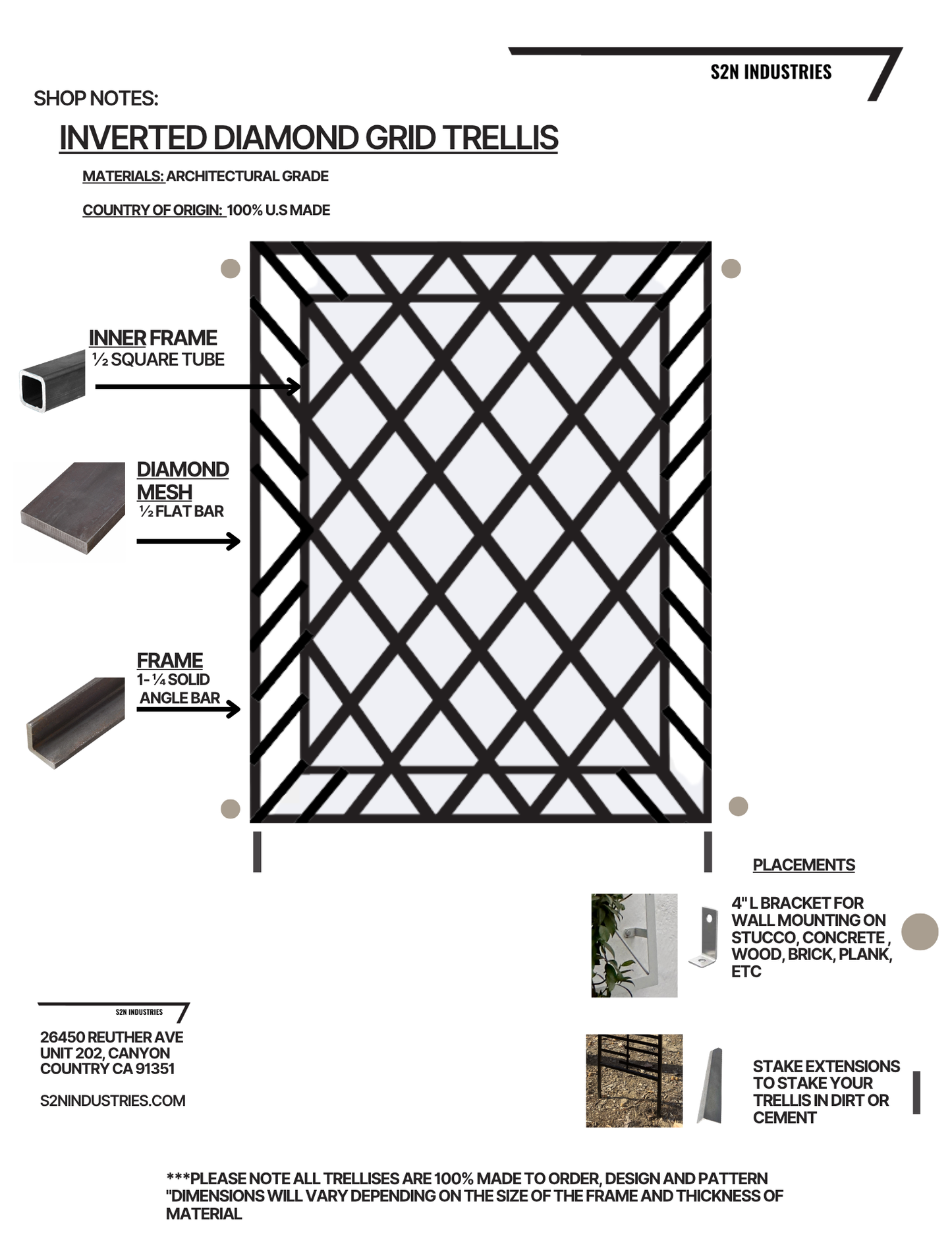 Inverted Diamond Trellis Privacy Stand Alone Trellis