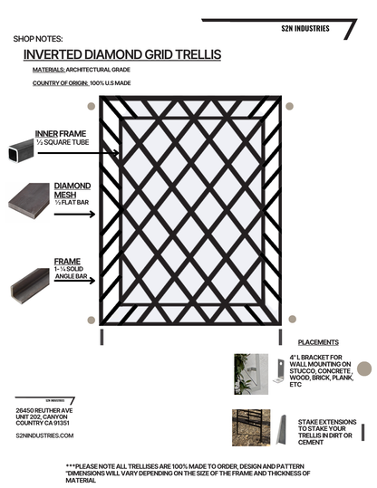 Inverted Diamond Trellis Privacy Stand Alone Trellis