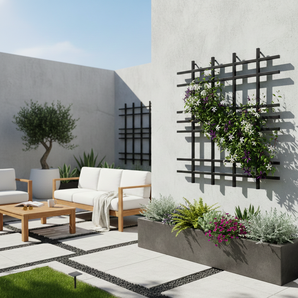 Modern Abstract Square Grid Frameless Wall Trellis, Square Tube Frames ...