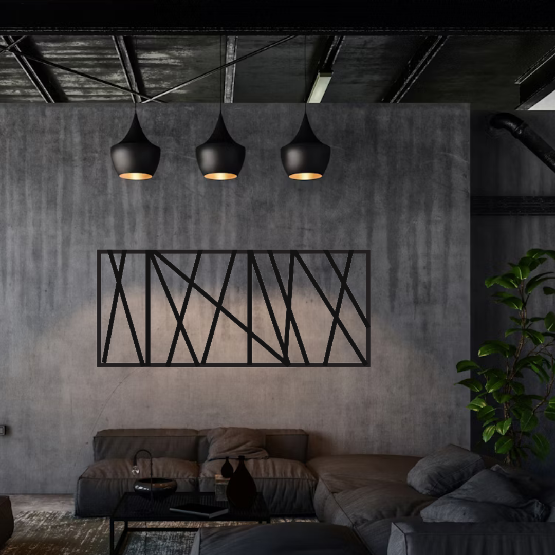black modern indoor metal wall art