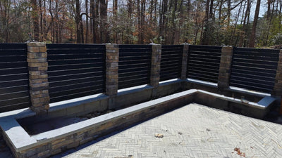 Modern Horizontal Slate Metal Panel Fence