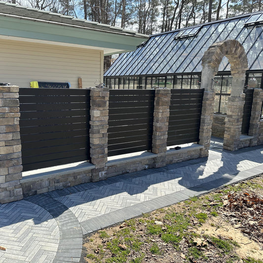 Modern Horizontal Slate Metal Panel Fence