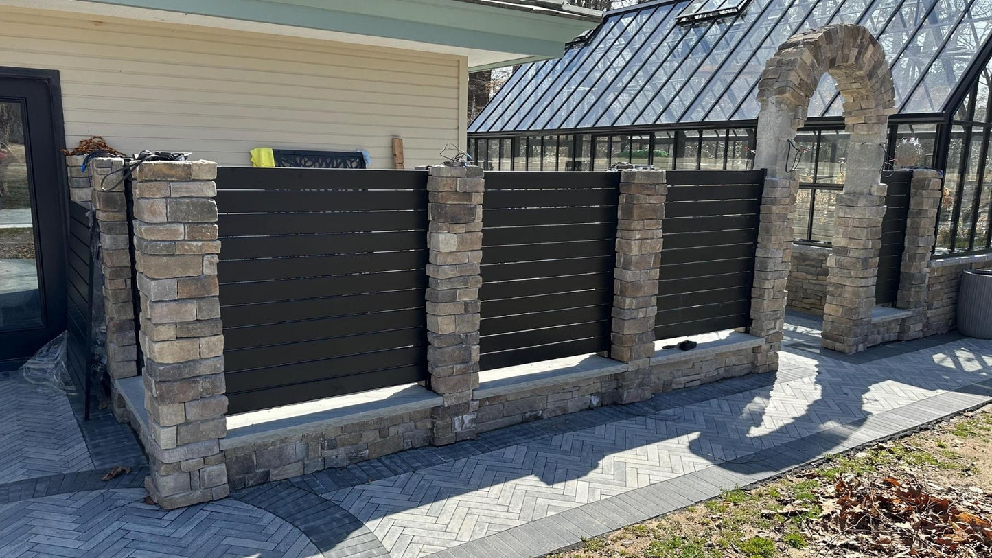 Modern Horizontal Slate Metal Panel Fence