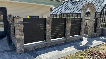 Modern Horizontal Slate Metal Panel Fence