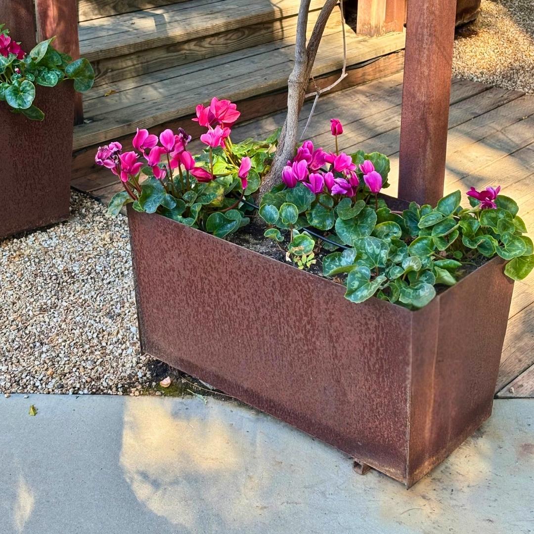 metal planter pots Architectural Grade Solid Metal Planter Box, Powder Coated Metal Planter, Tall Squared Planters, 18" / 24" / 18"