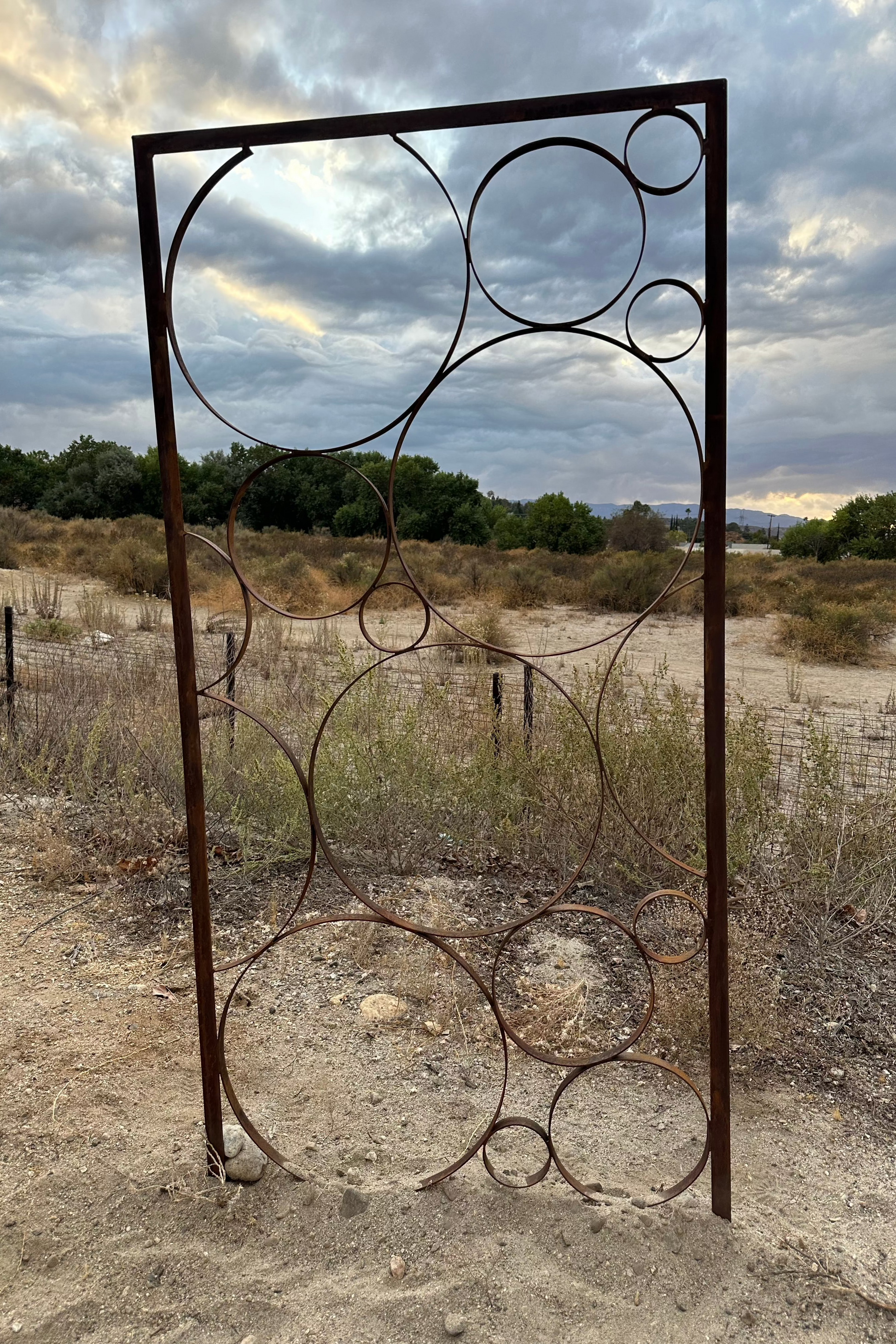 circular plant trellis Modern Circular Abstract Outdoor Trellis Fence, Circular Design Metal Garden Trellis, 7x2