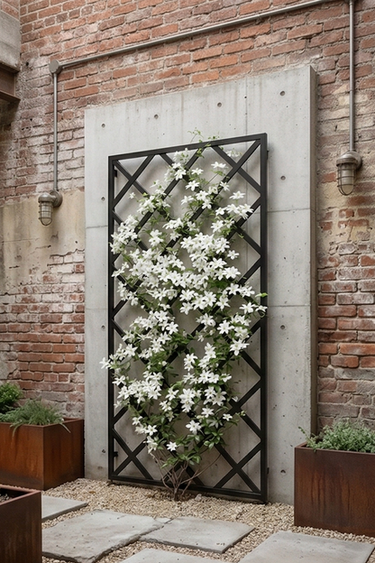 plant trellis wall Bold Thick Diamond Grid Trellis, Wall Hung Plant Support, Custom Metal diamond Trellis For Landscape Design