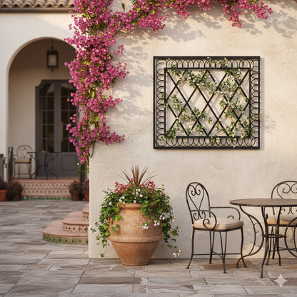 Ornamental Bordered Diamond Grid Trellis