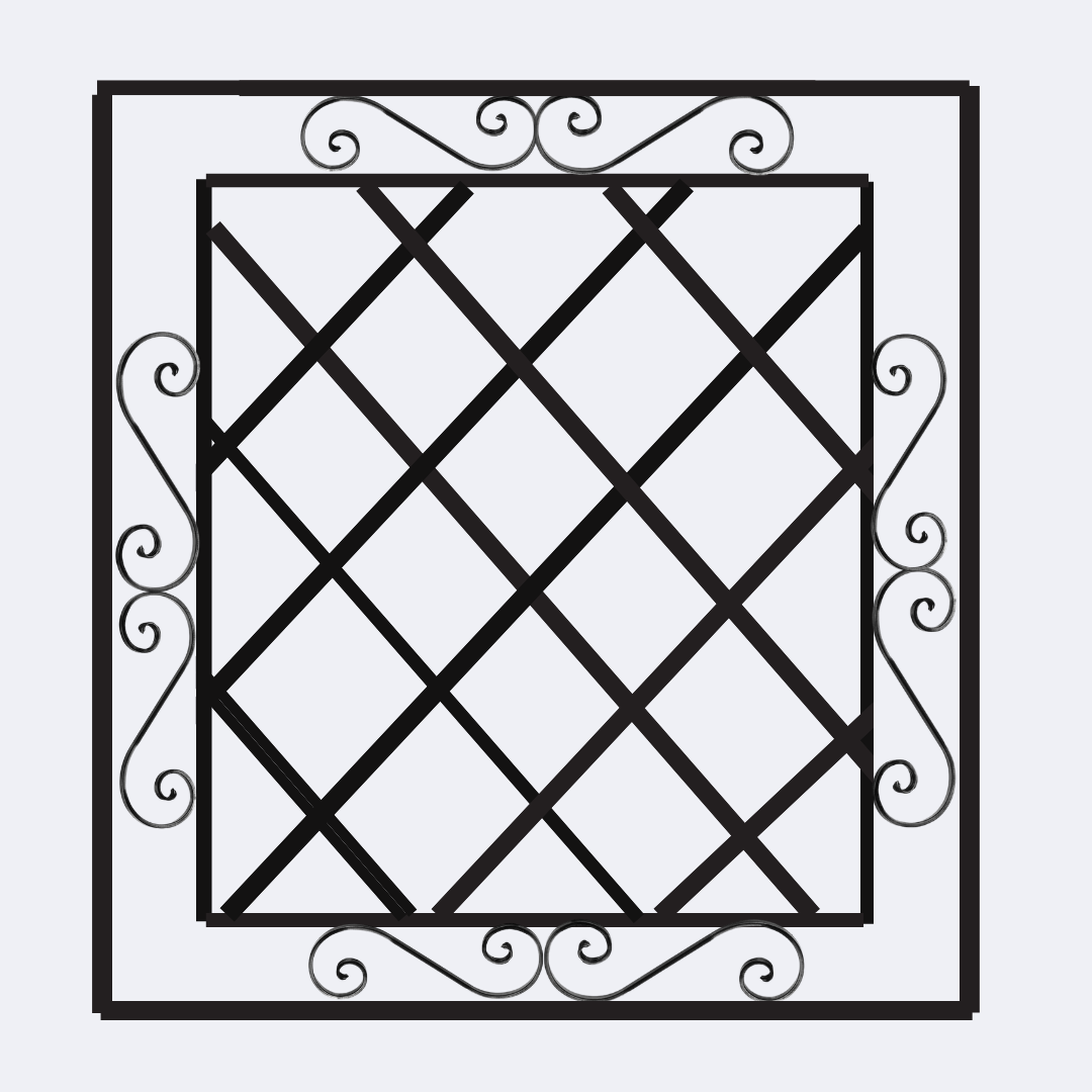 Custom Ornamental Steel Diamond Scroll Wall Trellis