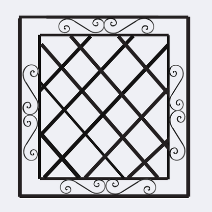 Custom Ornamental Steel Diamond Scroll Wall Trellis