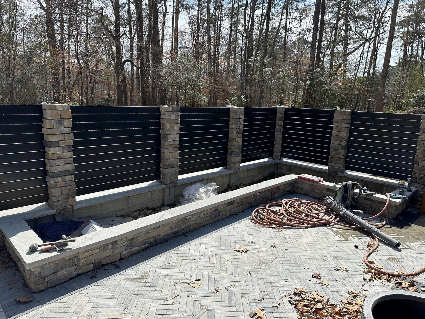Modern Horizontal Slate Metal Panel Fence