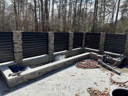 Modern Horizontal Slate Metal Panel Fence