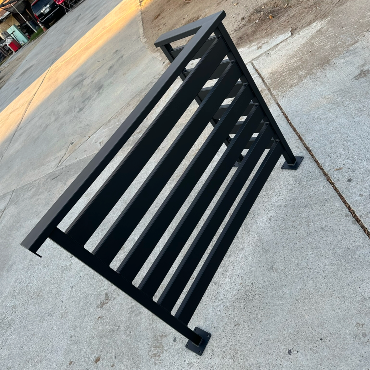 Modern Horizontal Slate Metal Panel Fence