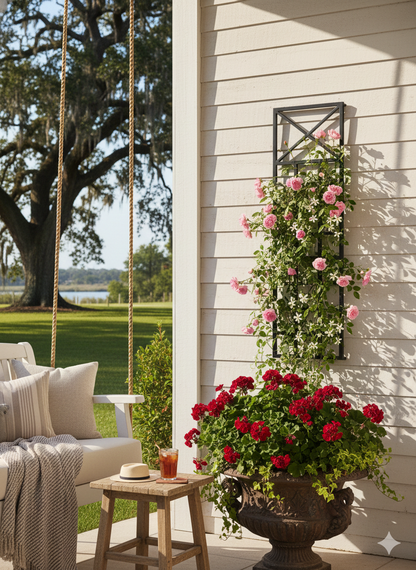 Rustic X Style Planter Trellis Wall Mounted