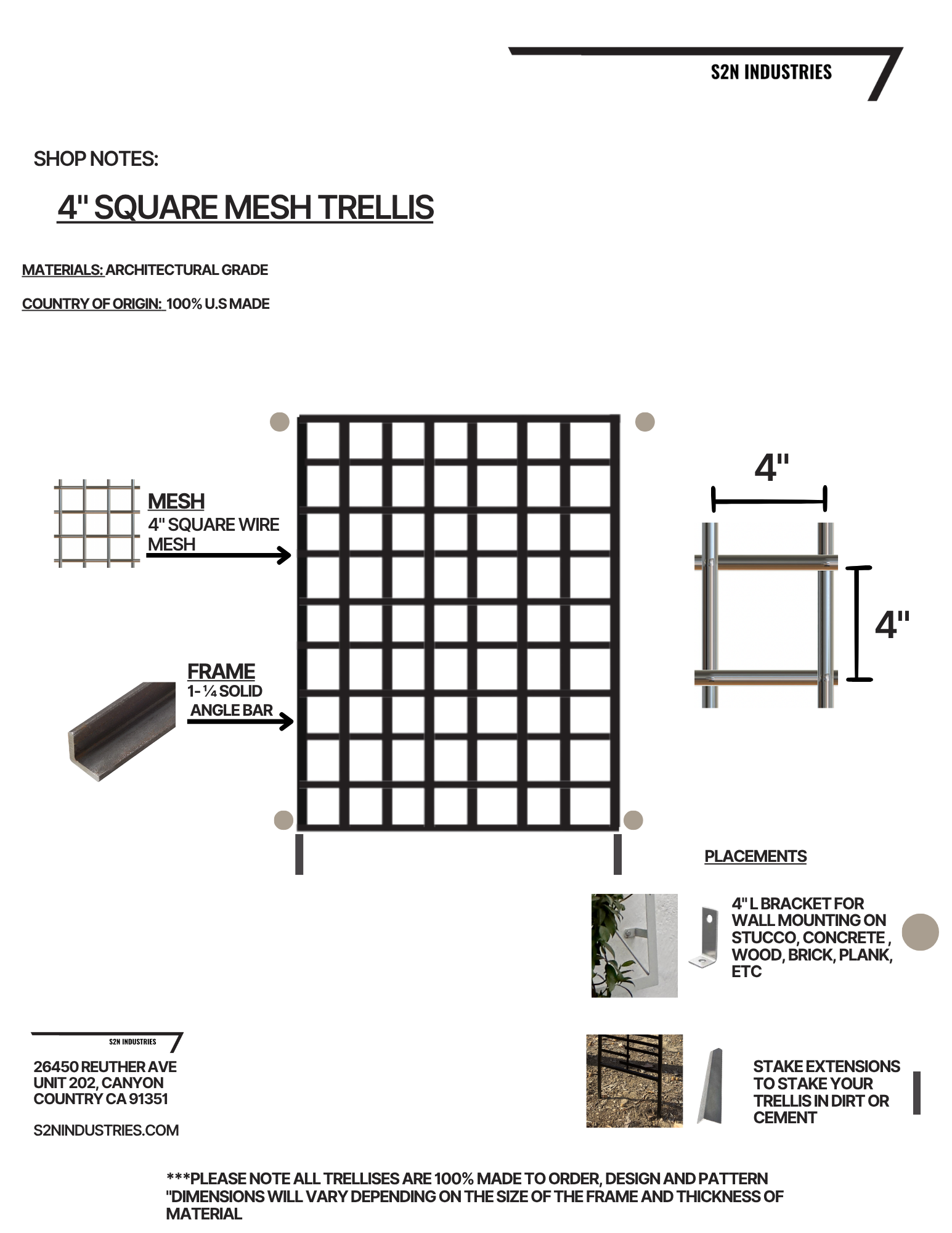 shop notes for metal trellis