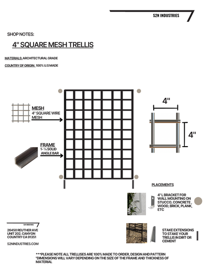 shop notes for metal trellis