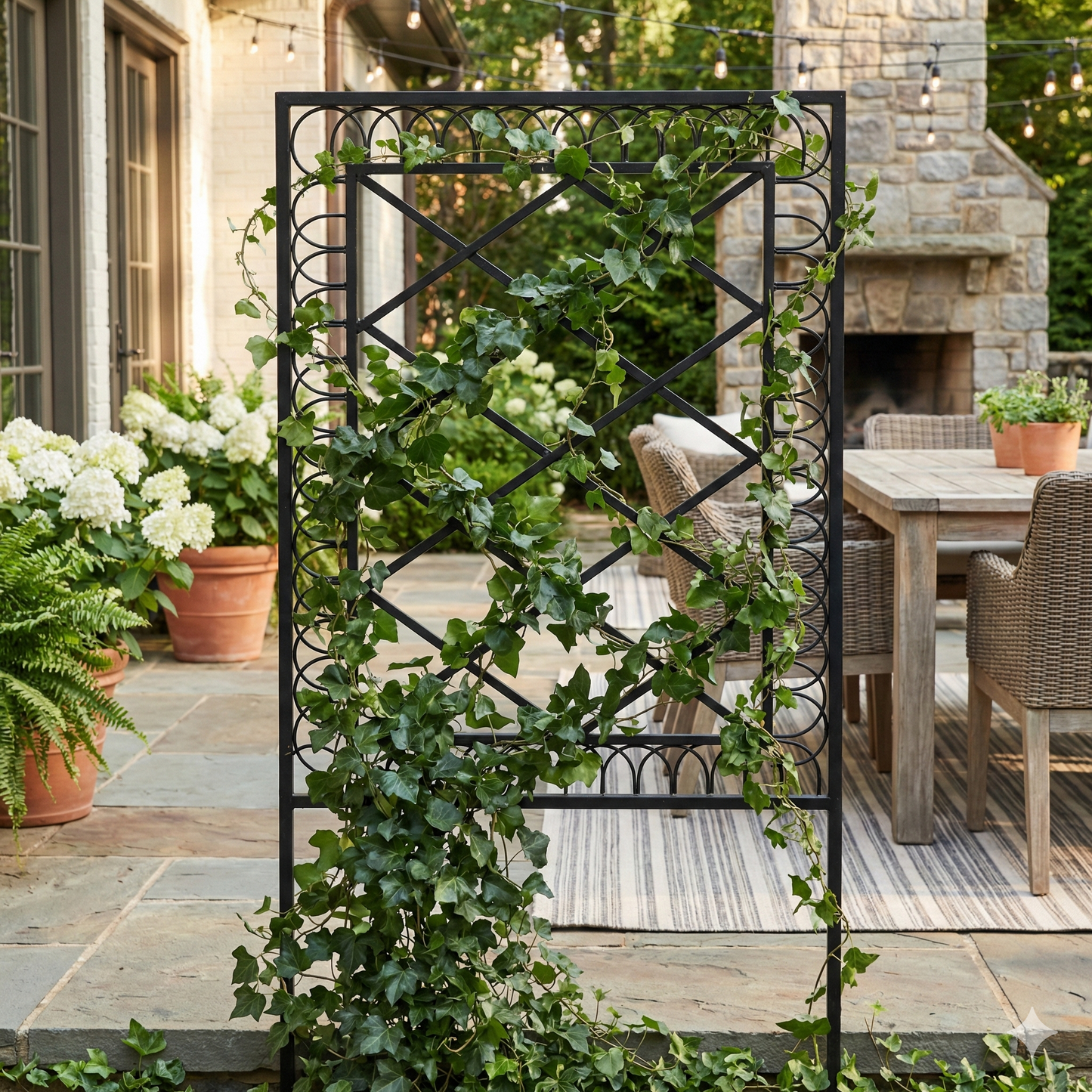 Ornamental Bordered Diamond Grid Trellis Fence
